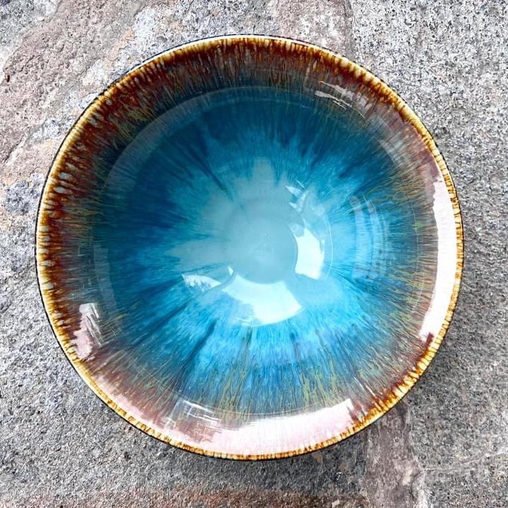 Lovely Blue Lagoon white stoneware Bowl by Berkshire Potters