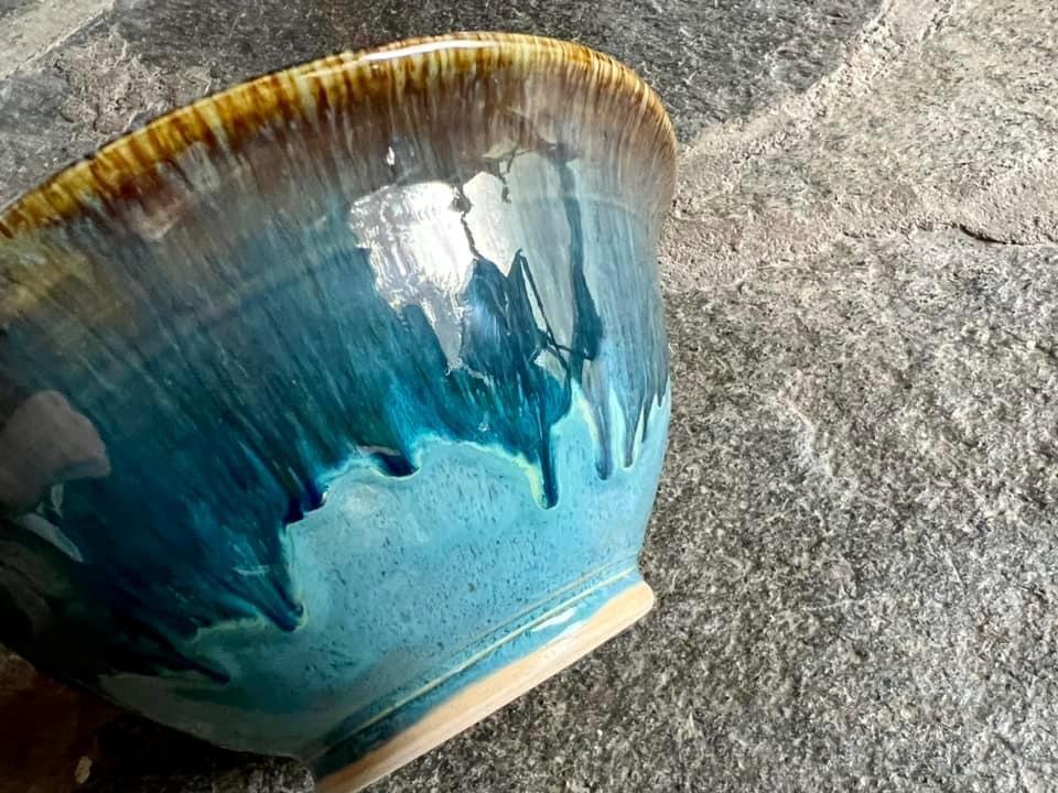 Lovely Blue Lagoon white stoneware Bowl by Berkshire Potters