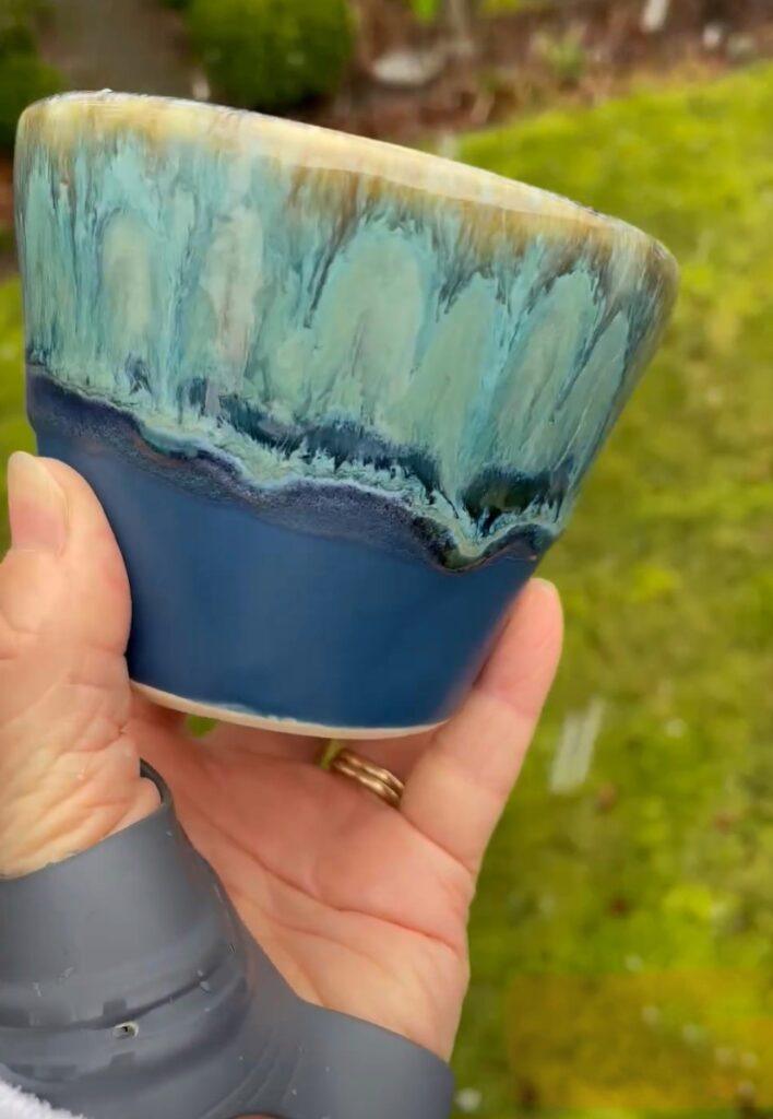 AMACO Iron Lustre Over Blue Lagoon combo tumbler by  Laurel Haigh Gore