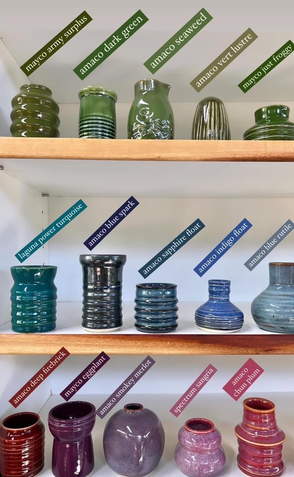 Karyn Spencer's glaze sample collection