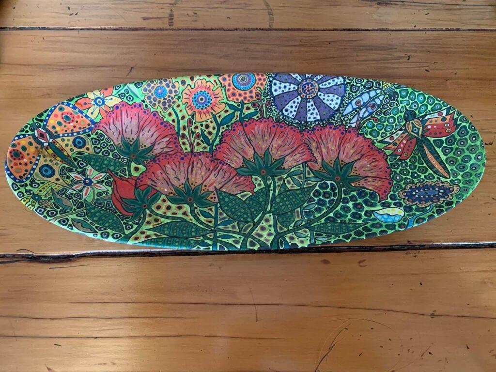 Colorful Underglazed plate by Judy Sampson