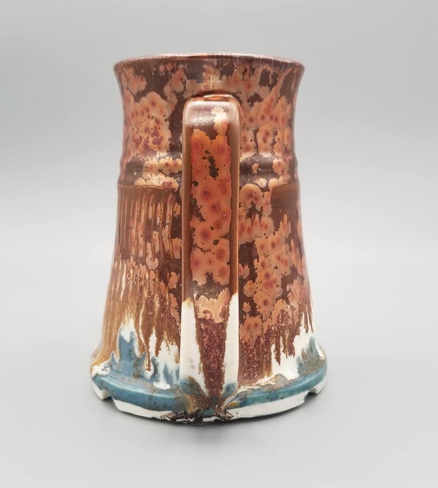 Ancient Copper with Sea Salt and Shipwreck glaze combo on porcelain by Laura Brown