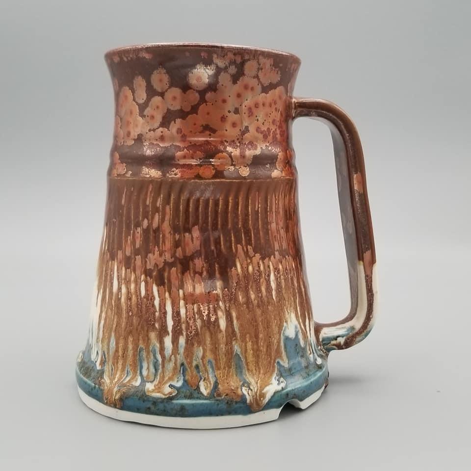 Ancient Copper with Sea Salt and Shipwreck glaze combo on porcelain by Laura Brown