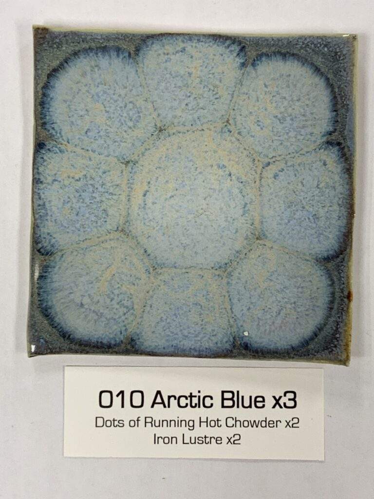 Arctic Blue x3. dots of RHC x2, Iron Lustre x2