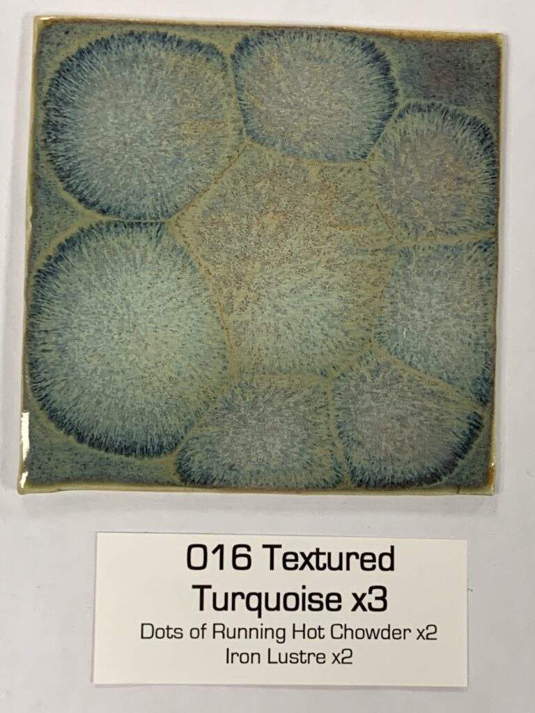 Textured Turquoise x3, RHC dots x2, Iron Lustre x2