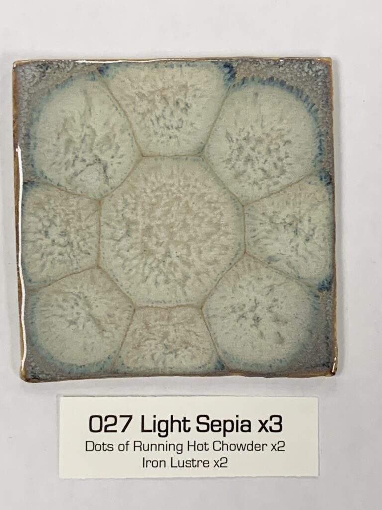 Light Sepia x3, dots of RHC x2, Iron Lustre x2
