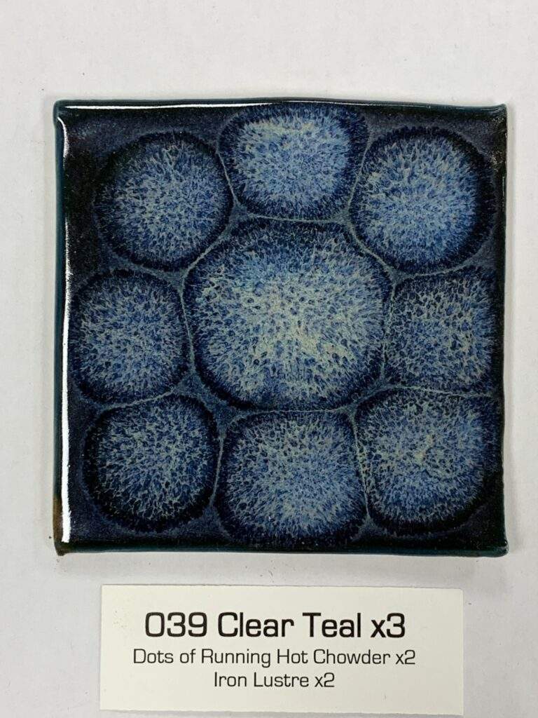 Clear Teal x3, RHC Dots x2, Iron Lustre x2