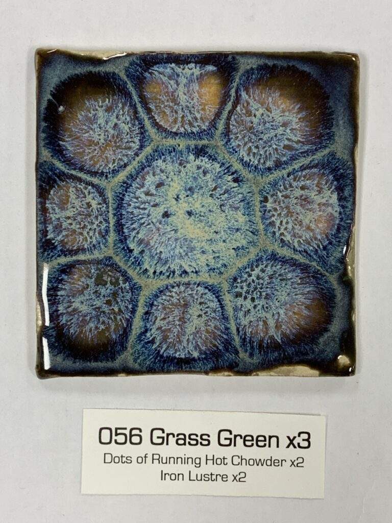 Grass Green x3, dots of RHC x2, Iron Lustre x2