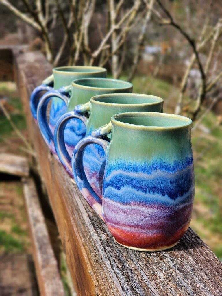 5 AMACO Potter Choice glazes over Honey Flux by Abby Newman