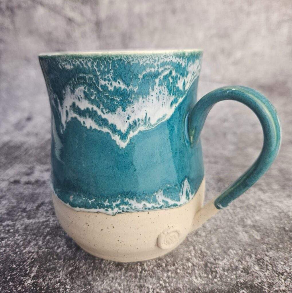 Snow over Laguna Power Turquoise Ocean Combo Mug by Viv Moss