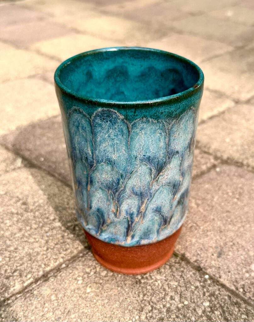 Frozen pond tumbler with Power Turquoise by Heidi Shink
