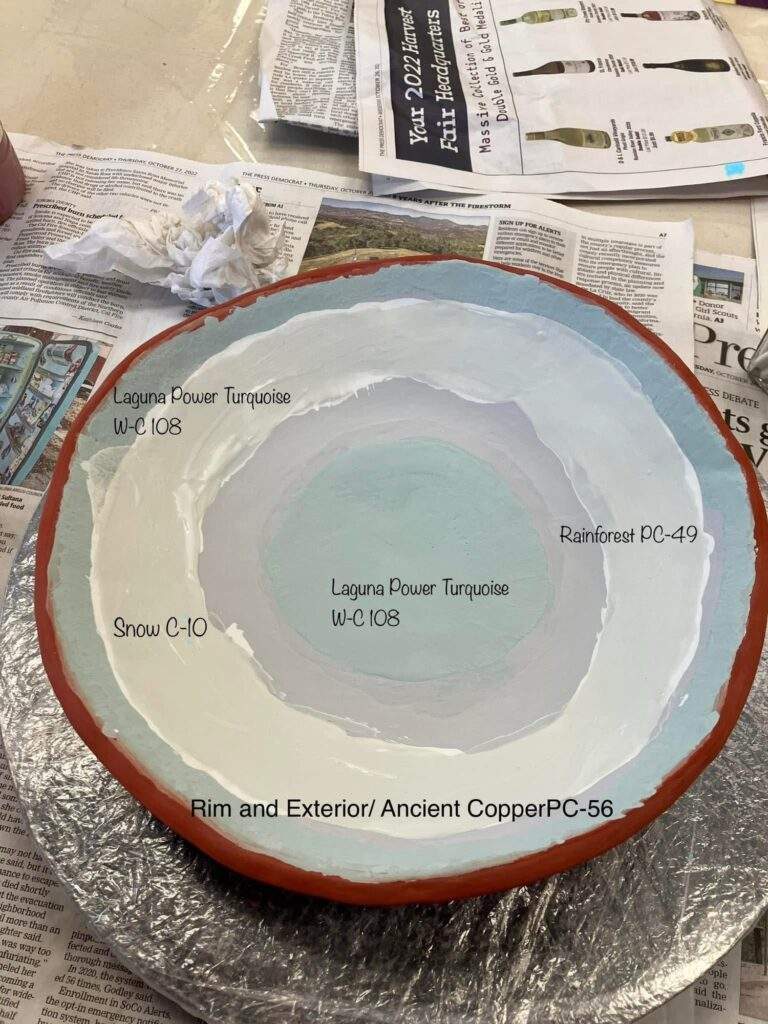 Power Turquoise Ancient Copper Combo Bowl by Linda Liebl prefire