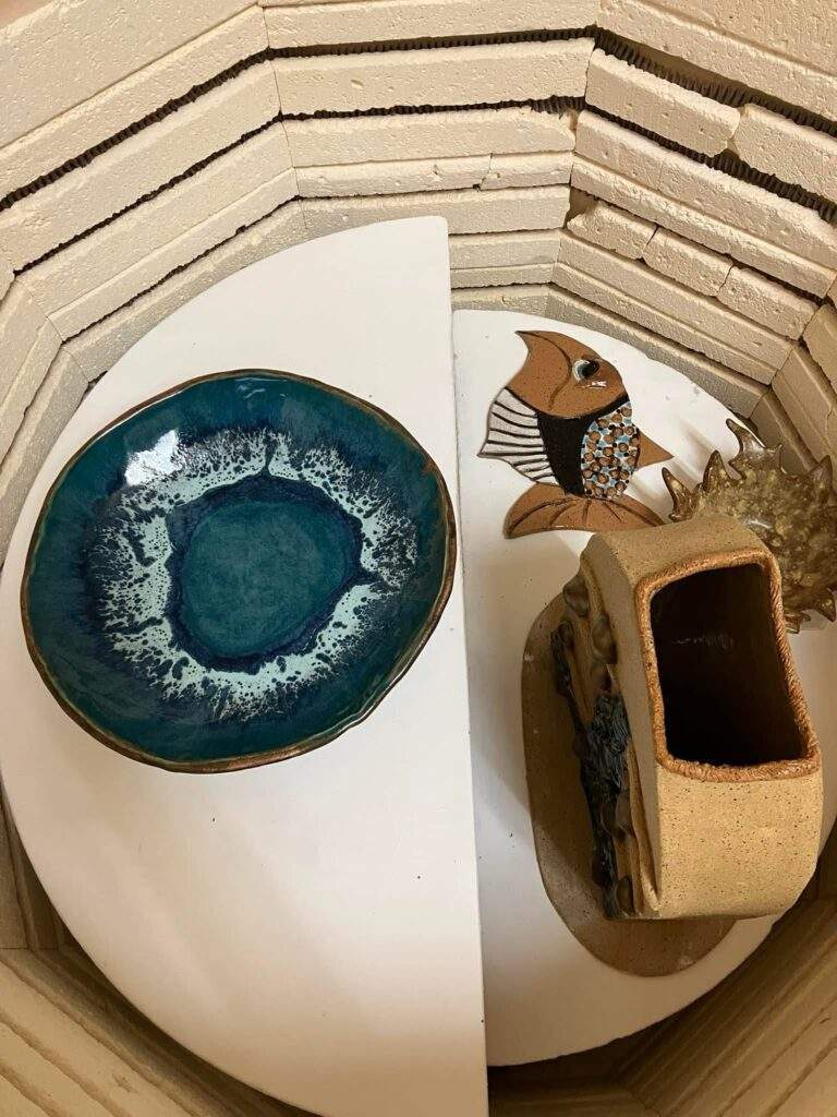 Power Turquoise Ancient Copper Combo Bowl by Linda Liebl