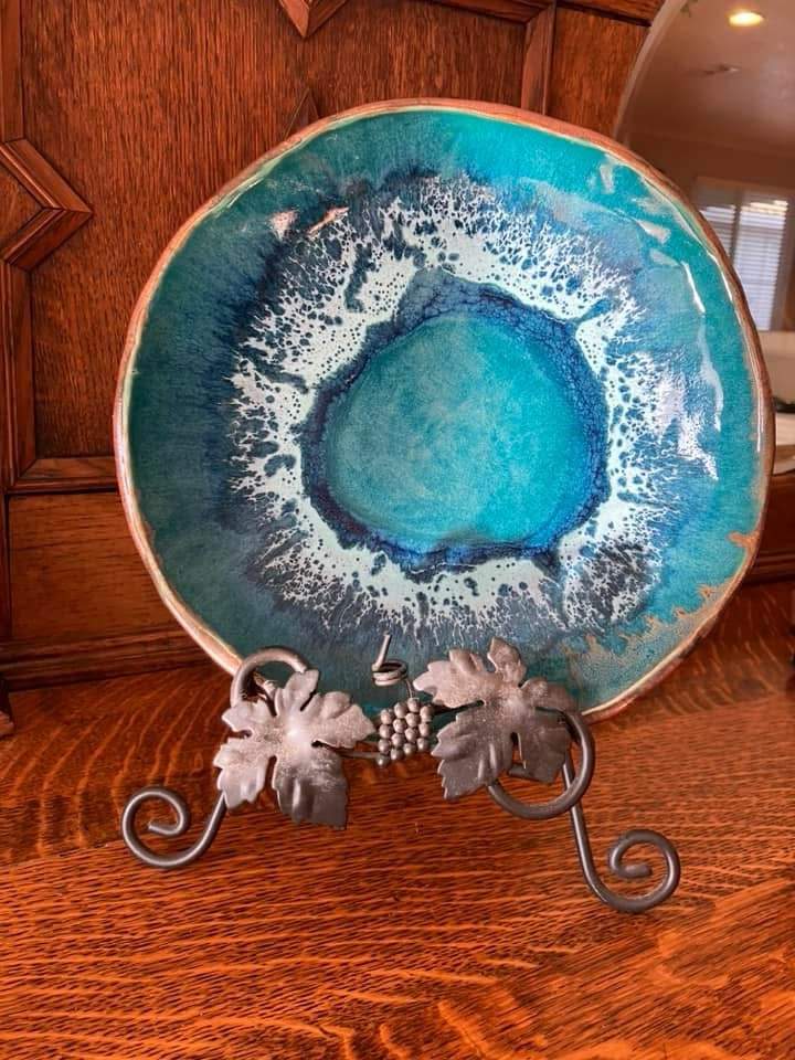Power Turquoise and Ancient Copper Combo Bowl by Linda Liebl