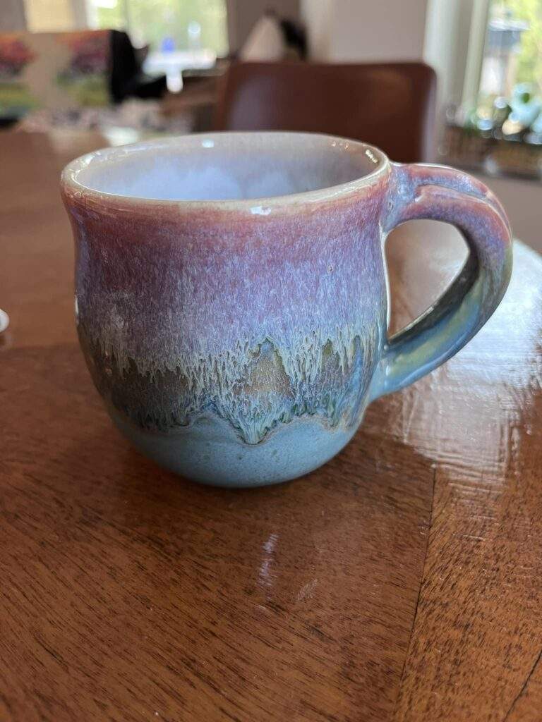 Pink and Blue Stoneware Mug by Mai Nacht