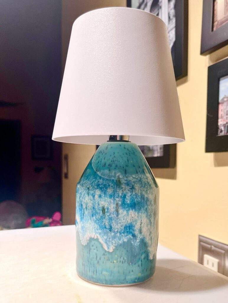 Turquoise Stoneware Lamp By ANTHONY Collucci